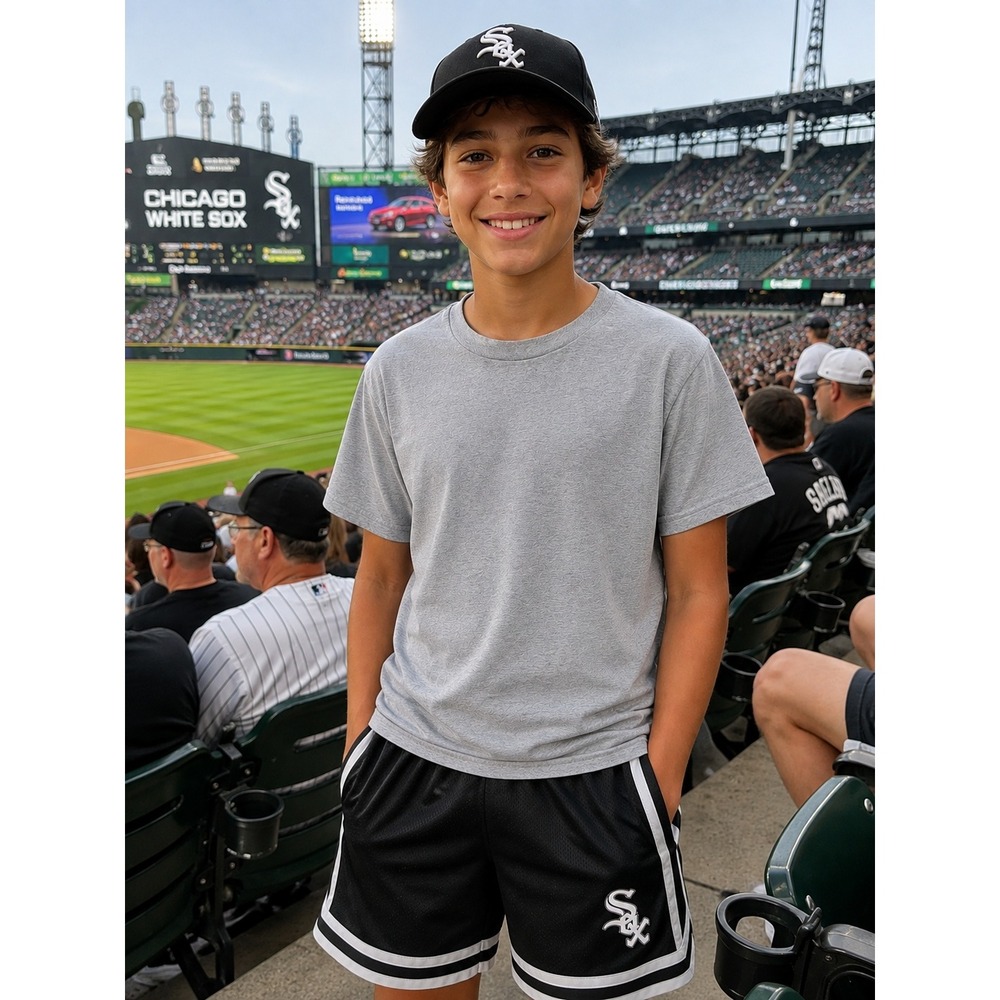 NWT Youth Chicago White Sox Team Athletics Shorts L 12/14 MLB Baseball Black